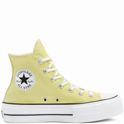 Női Converse Color Platform Chuck Taylor All Star Magasszárú Cipő CO6043197 Világos Sárga/Fehér